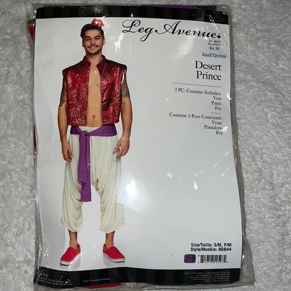 Leg Avenue Small/Medium Desert Prince costume 3PC (Aladdin) - Picture 1 of 3